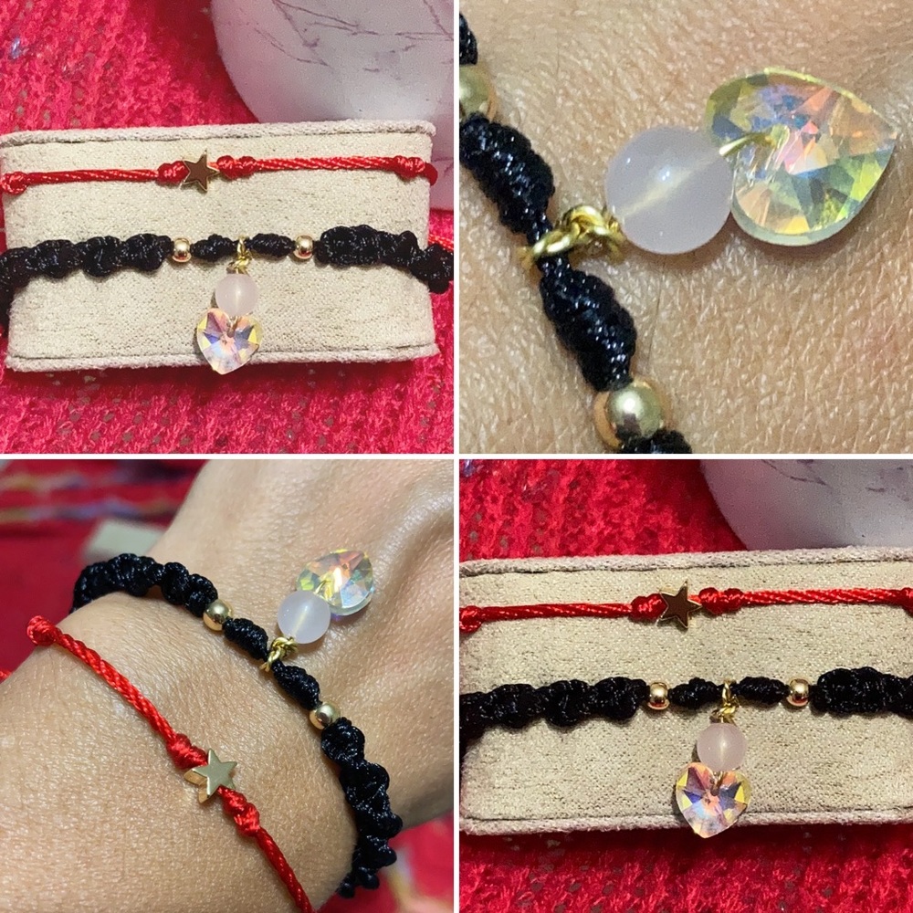 Love in the star Healings rose quartz braided bracelet set.